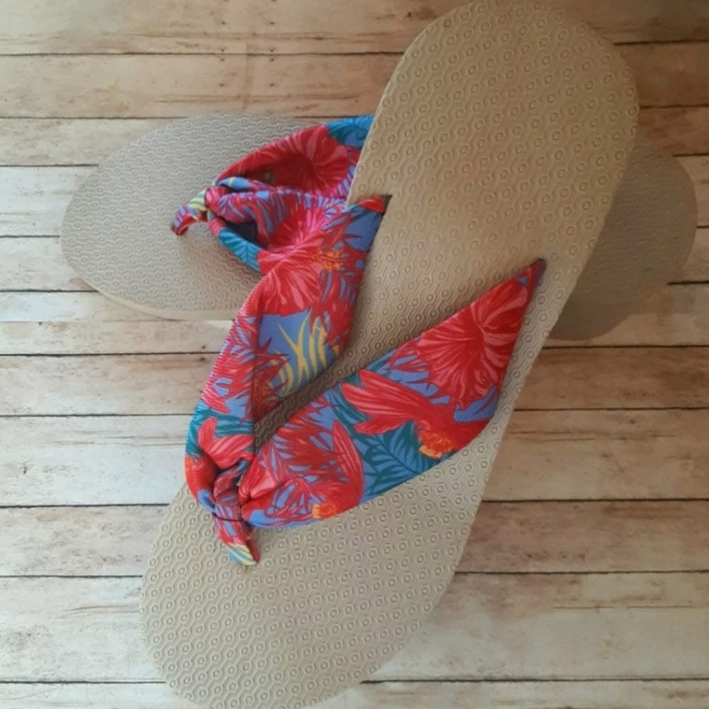 Tropical Print Wedge Sandals Size 9/10